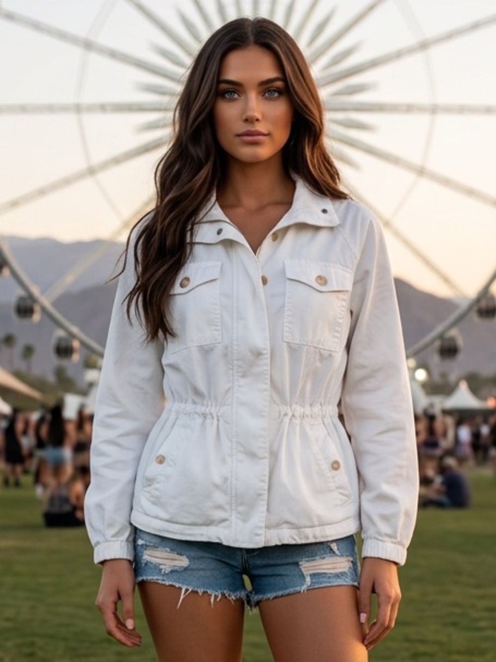 LOFT White Drawstring Waist Utility Jacket